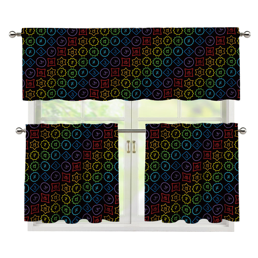 Reiki And The Seven Chakras Print 3 Piece Kitchen Curtains