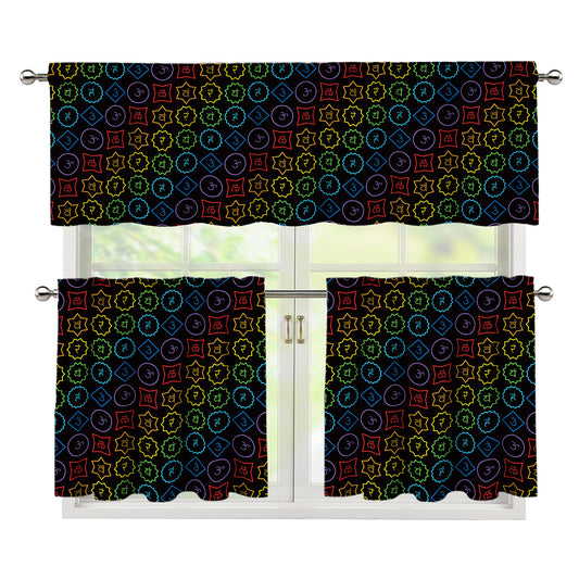 Reiki And The Seven Chakras Print 3 Piece Kitchen Curtains