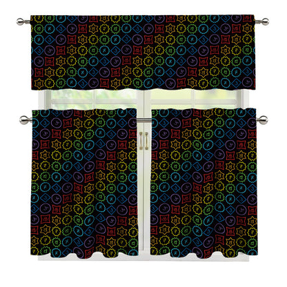 Reiki And The Seven Chakras Print 3 Piece Kitchen Curtains