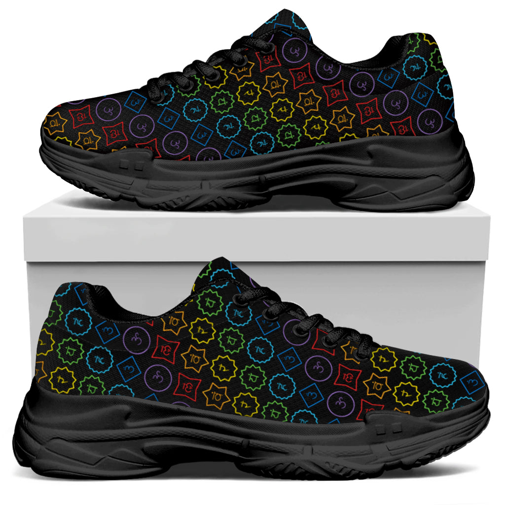 Reiki And The Seven Chakras Print Black Chunky Shoes