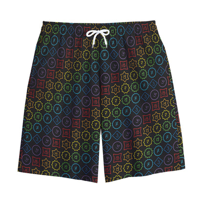 Reiki And The Seven Chakras Print Cotton Shorts