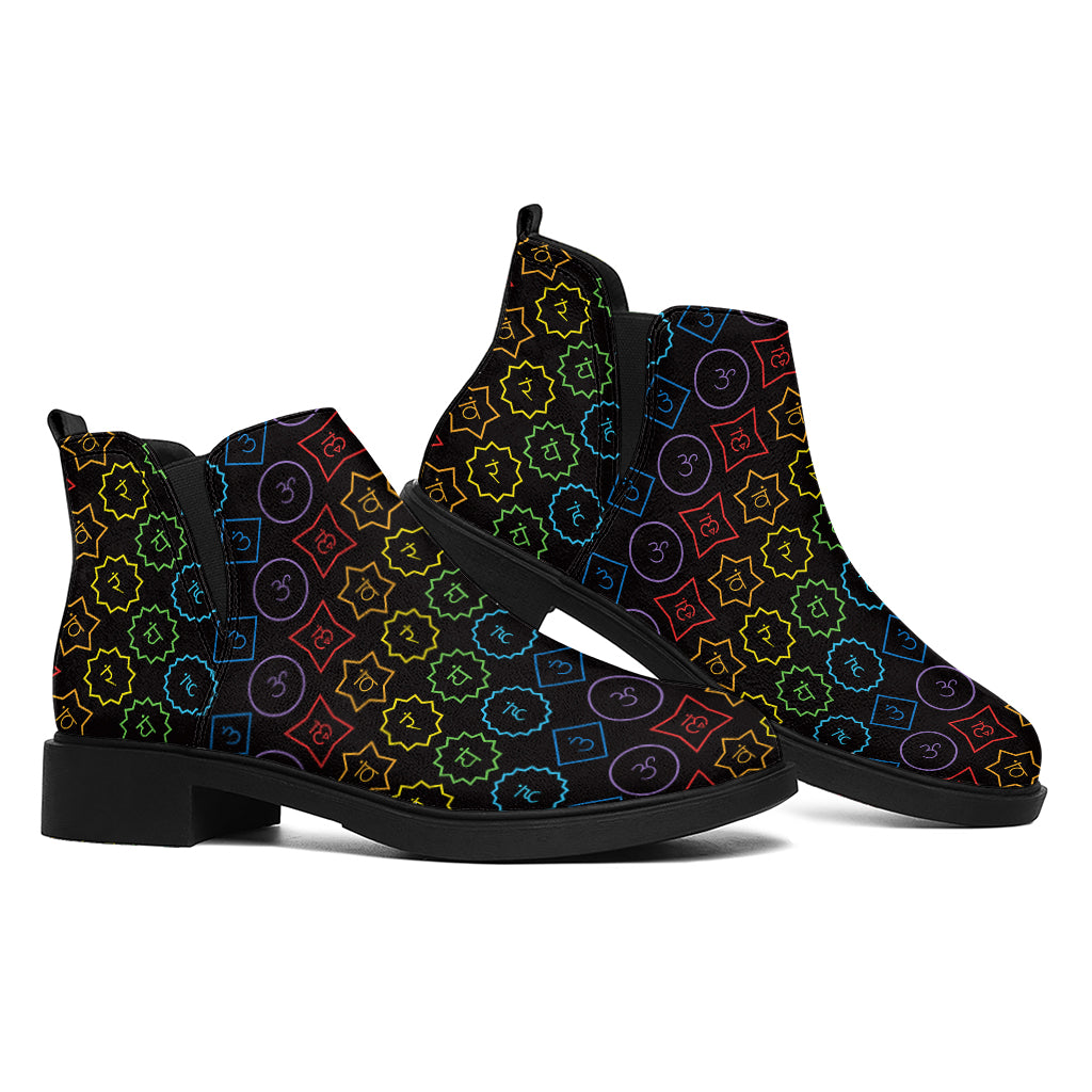 Reiki And The Seven Chakras Print Flat Ankle Boots