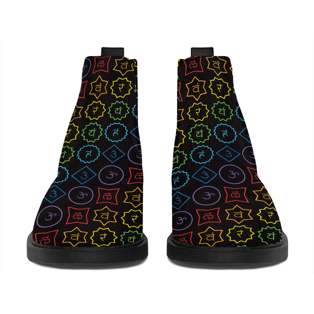 Reiki And The Seven Chakras Print Flat Ankle Boots