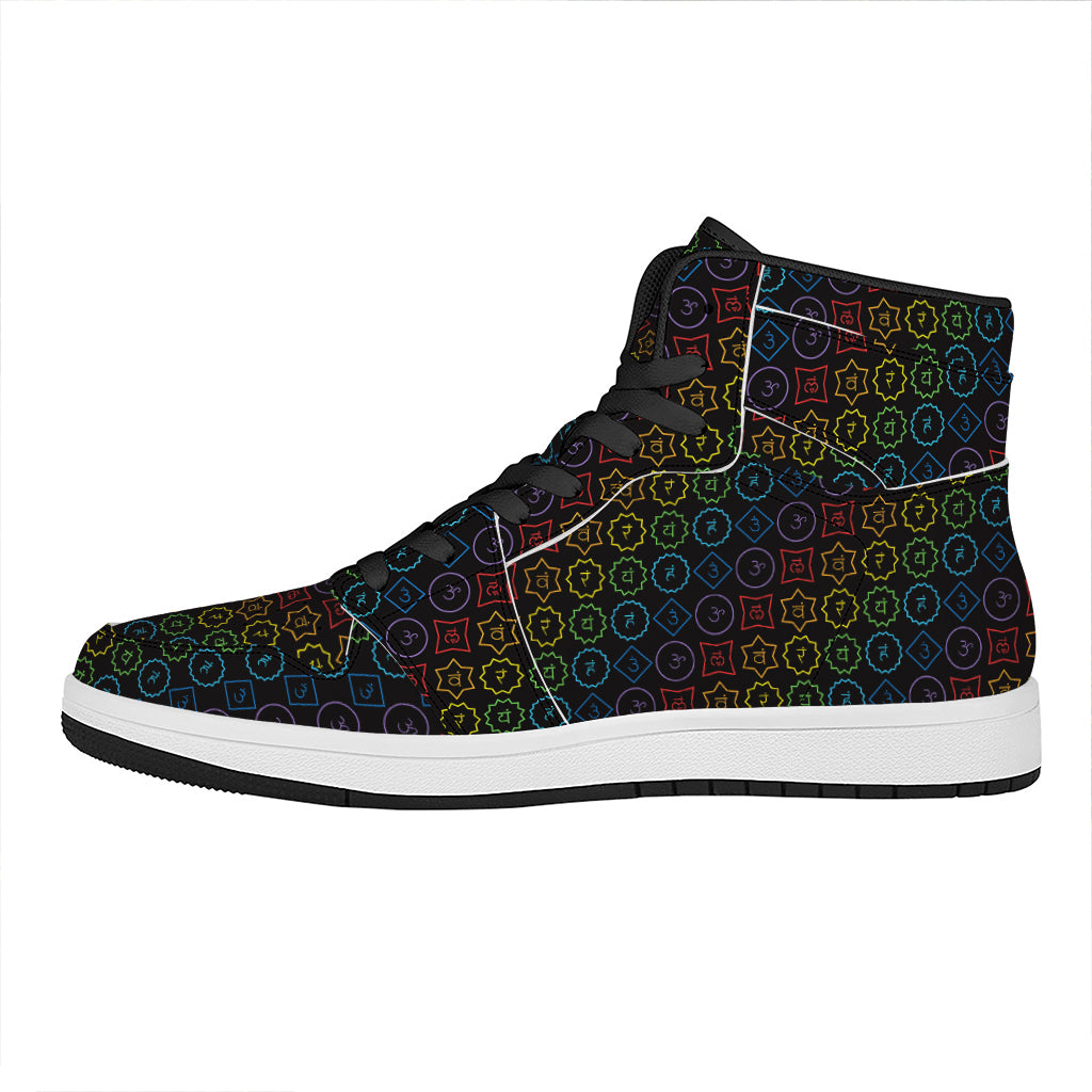 Reiki And The Seven Chakras Print High Top Leather Sneakers