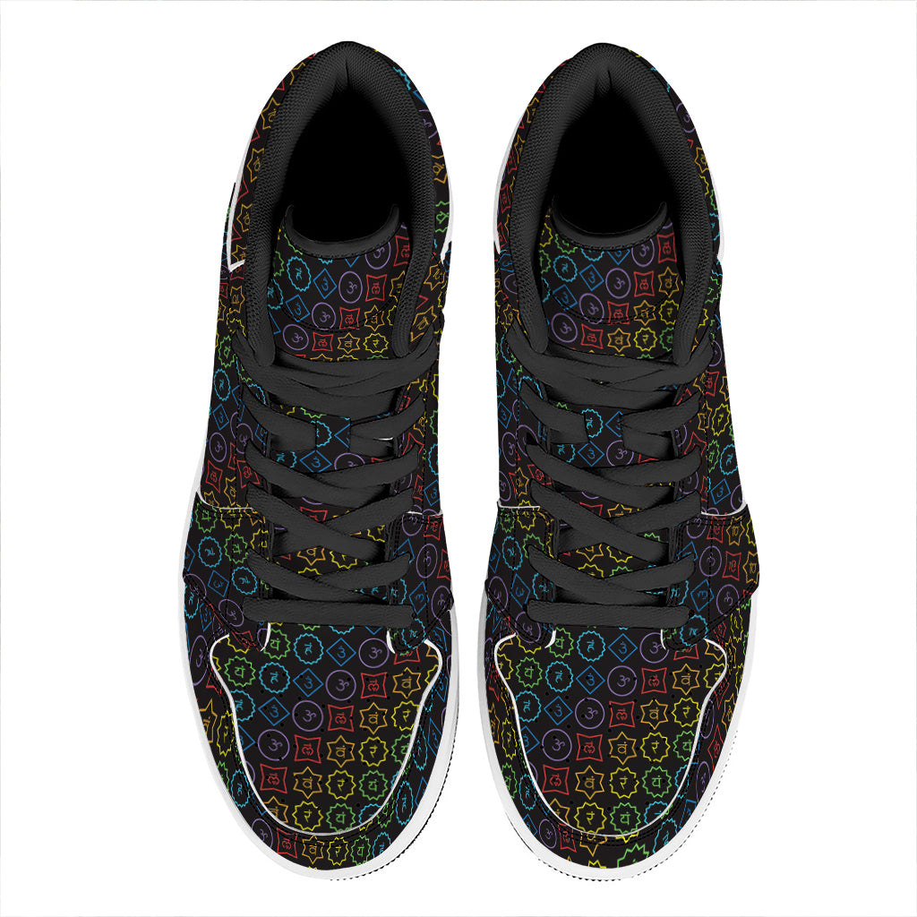 Reiki And The Seven Chakras Print High Top Leather Sneakers