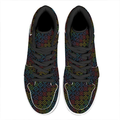Reiki And The Seven Chakras Print High Top Leather Sneakers