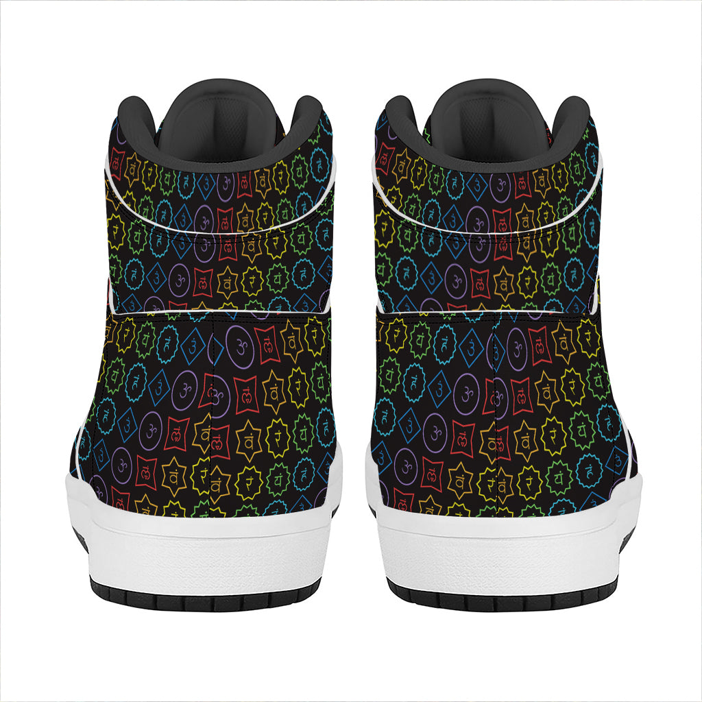 Reiki And The Seven Chakras Print High Top Leather Sneakers