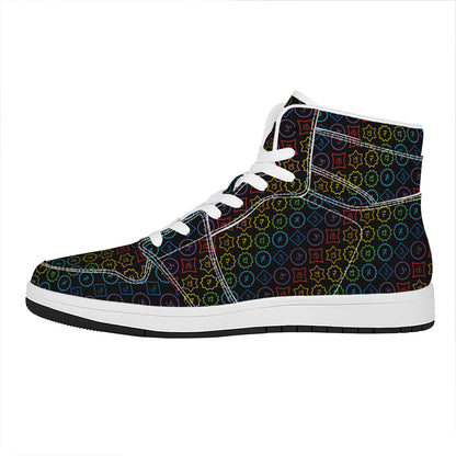 Reiki And The Seven Chakras Print High Top Leather Sneakers