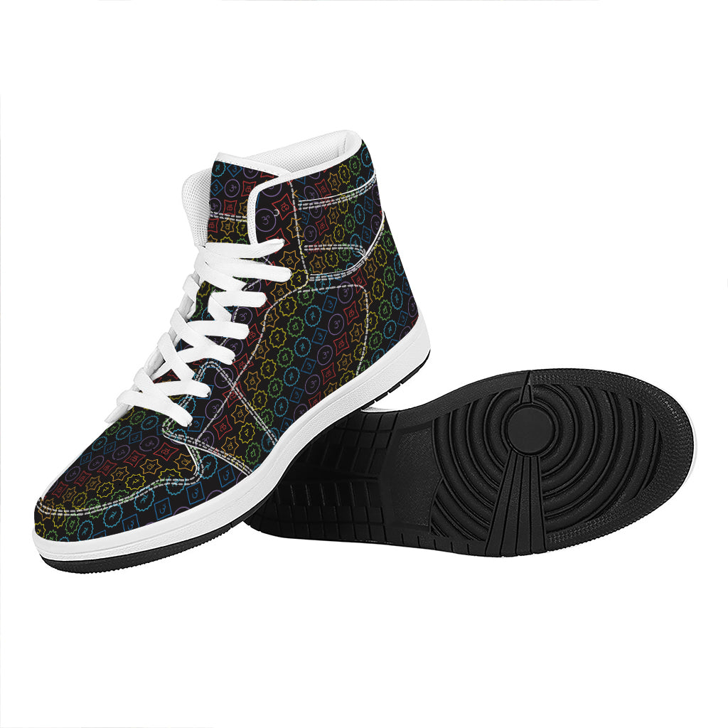 Reiki And The Seven Chakras Print High Top Leather Sneakers