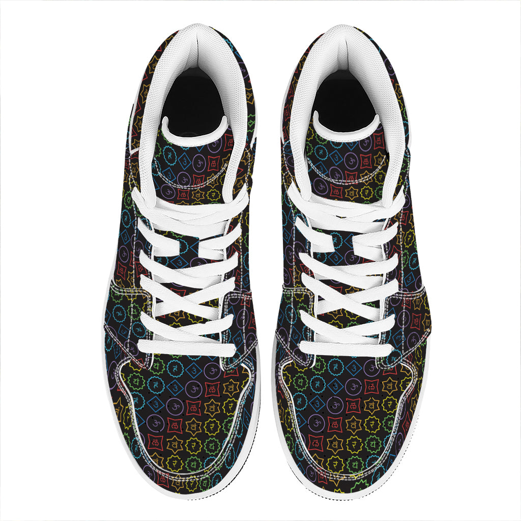 Reiki And The Seven Chakras Print High Top Leather Sneakers