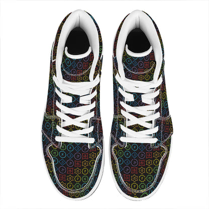 Reiki And The Seven Chakras Print High Top Leather Sneakers