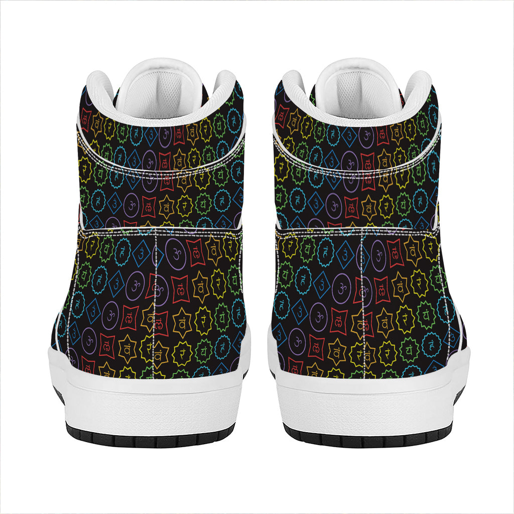 Reiki And The Seven Chakras Print High Top Leather Sneakers