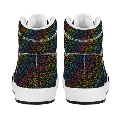 Reiki And The Seven Chakras Print High Top Leather Sneakers
