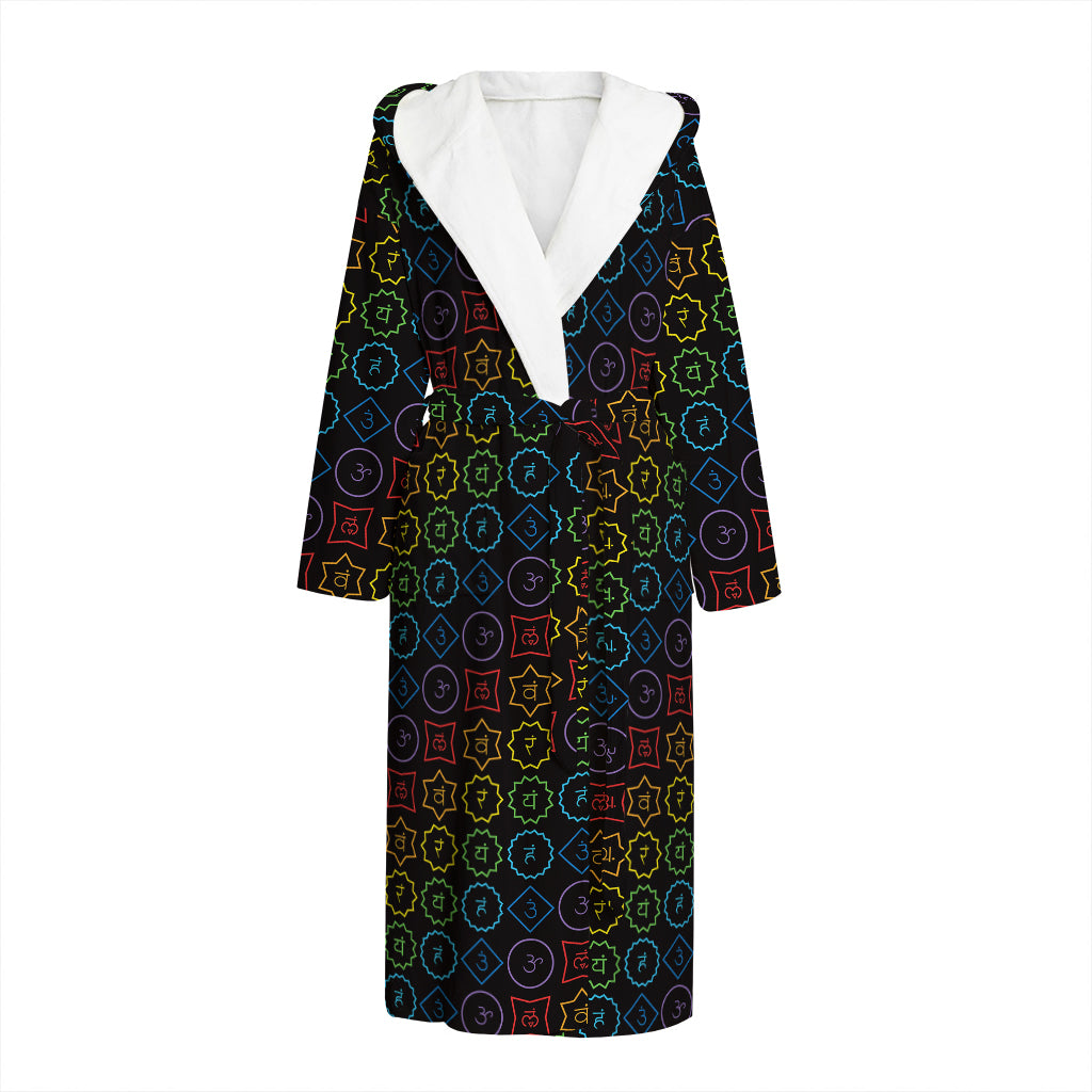 Reiki And The Seven Chakras Print Hooded Bathrobe