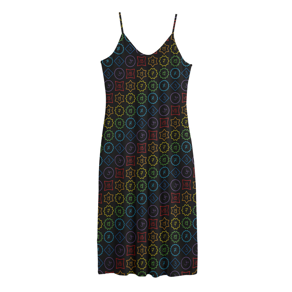 Reiki And The Seven Chakras Print Jersey Midi Cami Dress