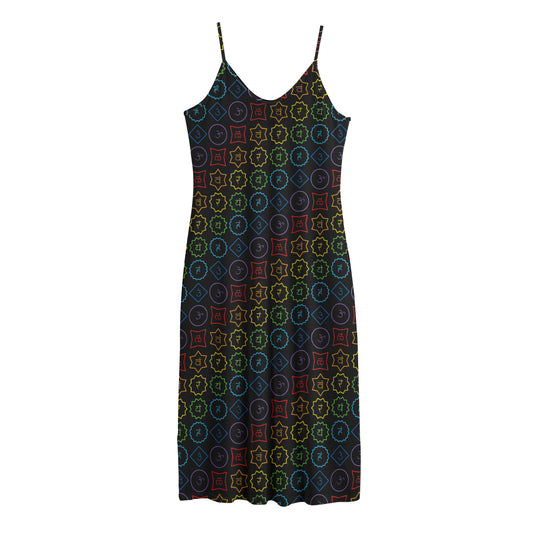 Reiki And The Seven Chakras Print Jersey Midi Cami Dress