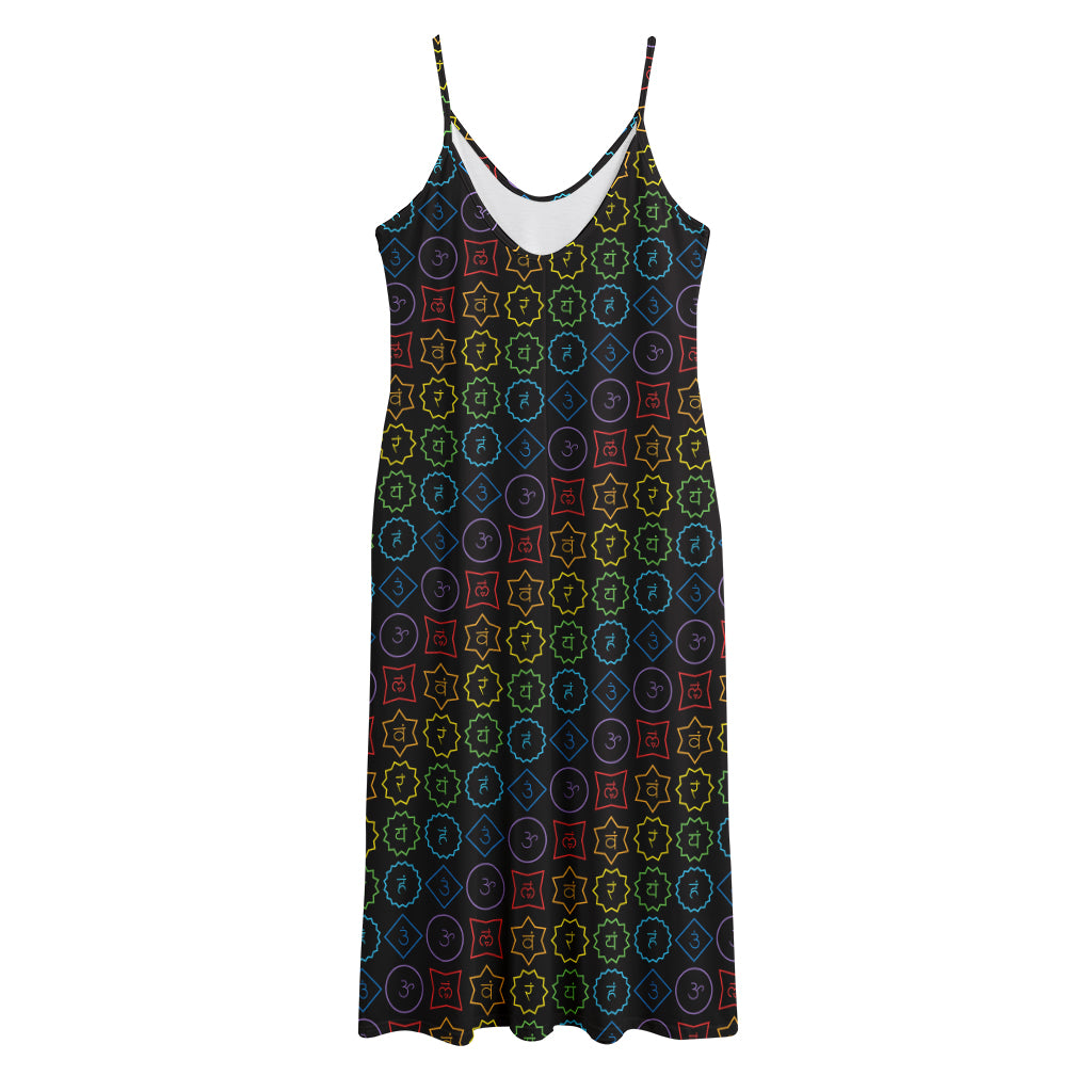 Reiki And The Seven Chakras Print Jersey Midi Cami Dress