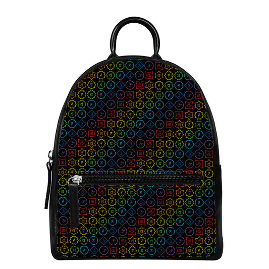 Reiki And The Seven Chakras Print Leather Backpack