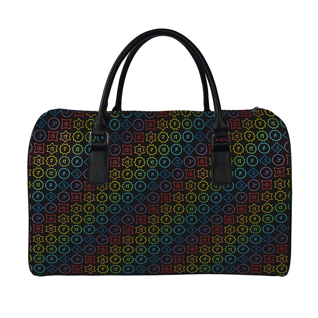 Reiki And The Seven Chakras Print Leather Duffle Bag