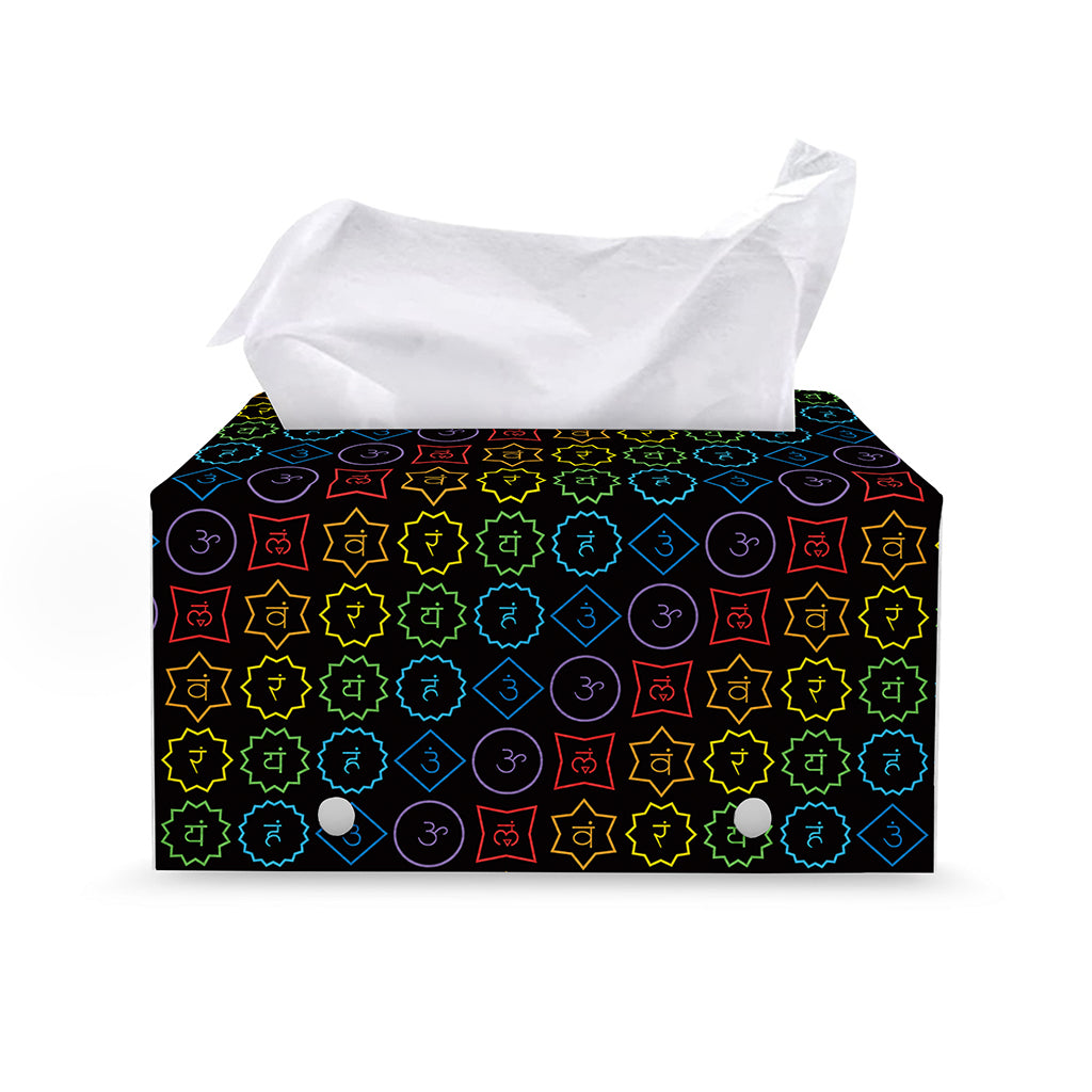 Reiki And The Seven Chakras Print Leather Tissue Box Cover