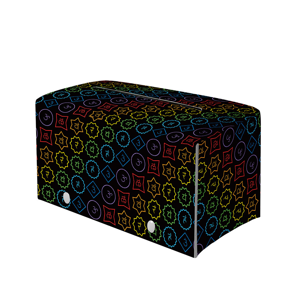 Reiki And The Seven Chakras Print Leather Tissue Box Cover
