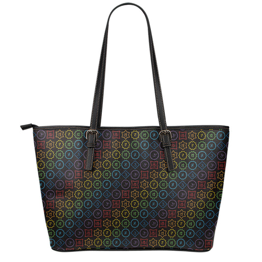 Reiki And The Seven Chakras Print Leather Tote Bag