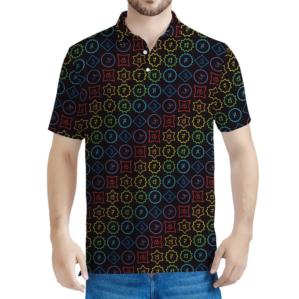 Reiki And The Seven Chakras Print Men's Polo Shirt
