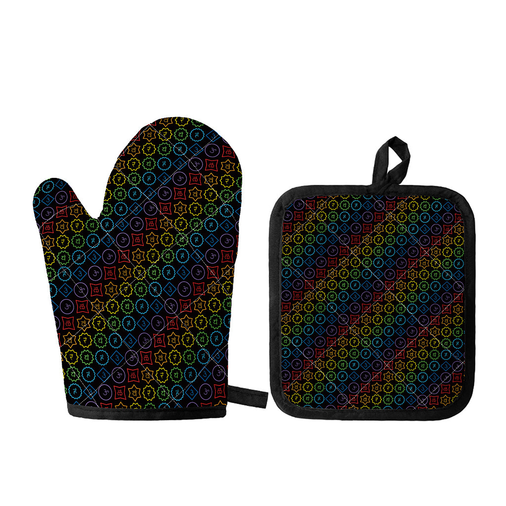 Reiki And The Seven Chakras Print Oven Mitt And Pot Holder Set
