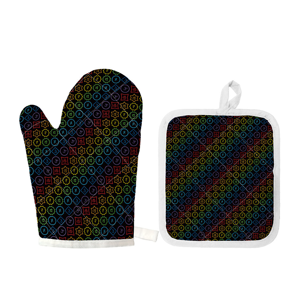 Reiki And The Seven Chakras Print Oven Mitt And Pot Holder Set
