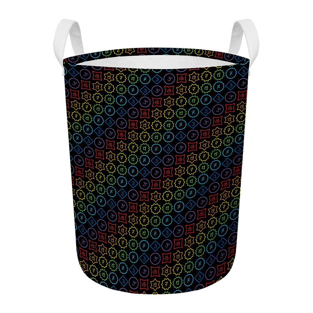 Reiki And The Seven Chakras Print Round Laundry Basket