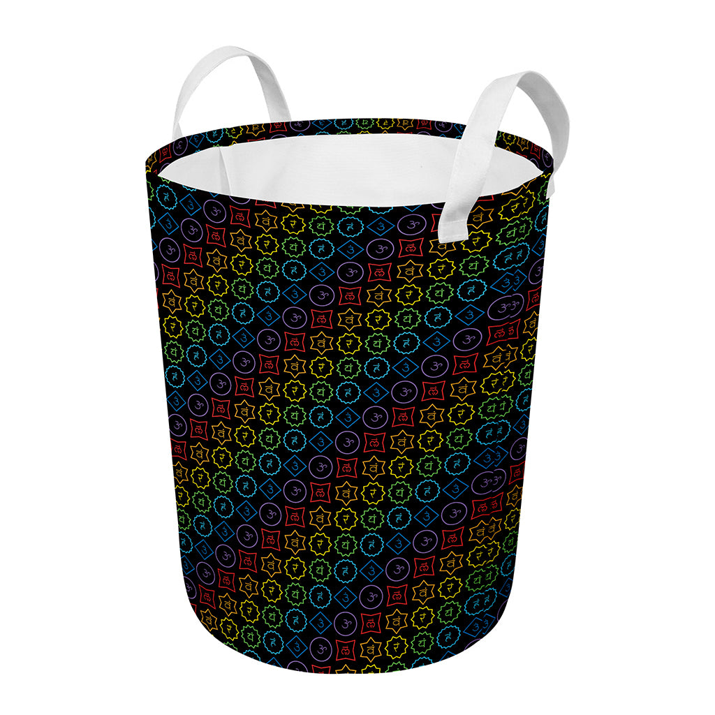 Reiki And The Seven Chakras Print Round Laundry Basket