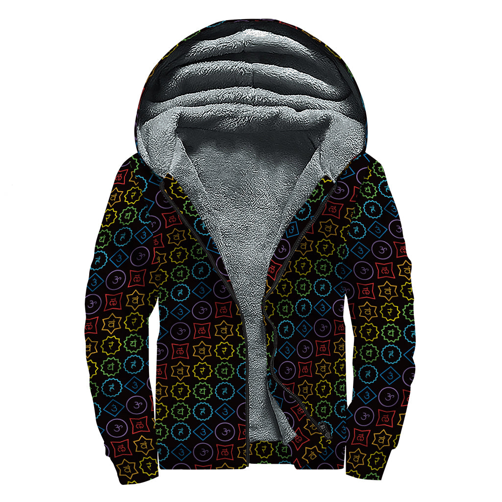 Reiki And The Seven Chakras Print Sherpa Lined Zip Up Hoodie