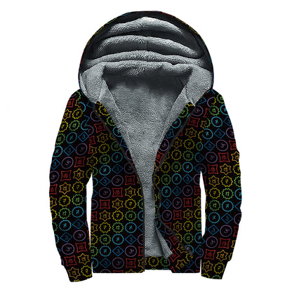 Reiki And The Seven Chakras Print Sherpa Lined Zip Up Hoodie