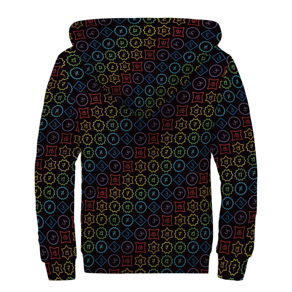 Reiki And The Seven Chakras Print Sherpa Lined Zip Up Hoodie