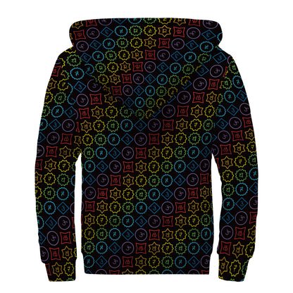 Reiki And The Seven Chakras Print Sherpa Lined Zip Up Hoodie