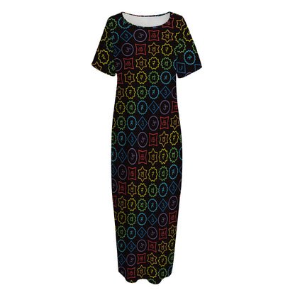 Reiki And The Seven Chakras Print Short Sleeve Long Nightdress
