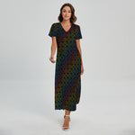 Reiki And The Seven Chakras Print Short Sleeve Maxi Dress