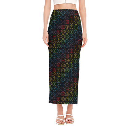 Reiki And The Seven Chakras Print Side Slit Maxi Skirt