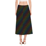 Reiki And The Seven Chakras Print Side Slit Midi Skirt