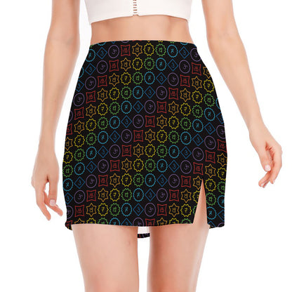 Reiki And The Seven Chakras Print Side Slit Mini Skirt