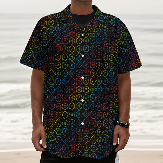 Reiki And The Seven Chakras Print Textured Short Sleeve Shirt
