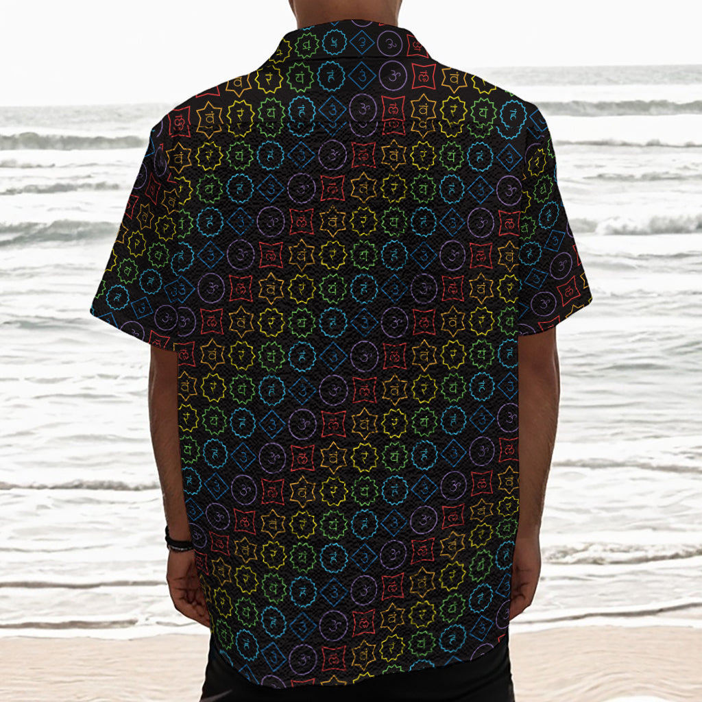 Reiki And The Seven Chakras Print Textured Short Sleeve Shirt