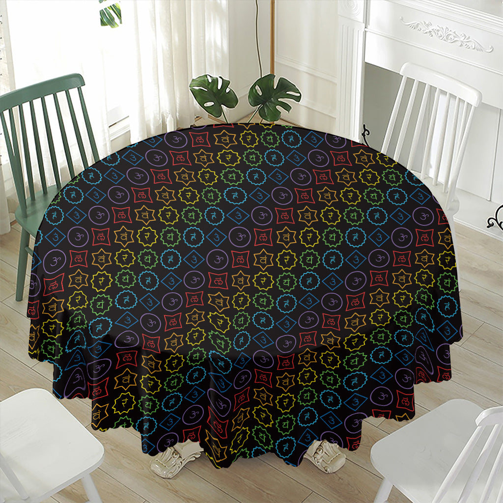 Reiki And The Seven Chakras Print Waterproof Round Tablecloth