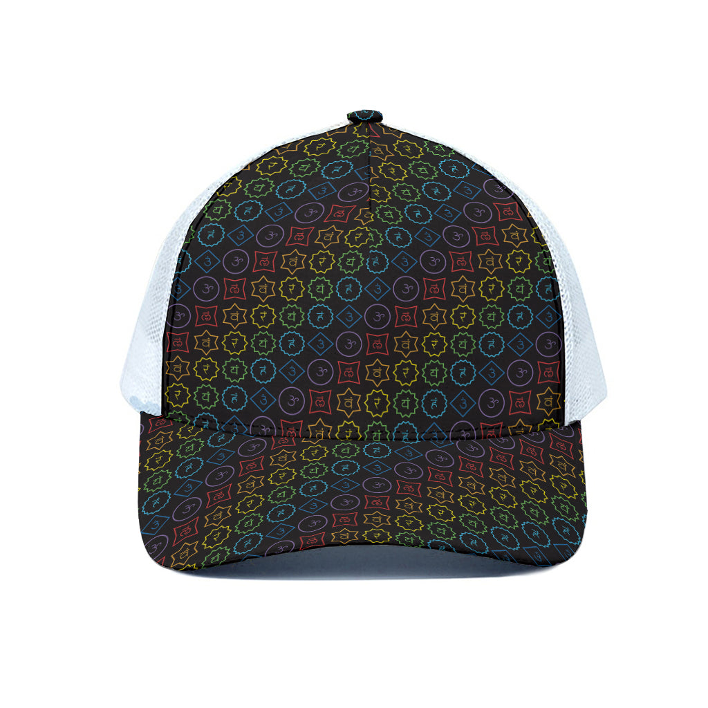 Reiki And The Seven Chakras Print White Mesh Trucker Cap