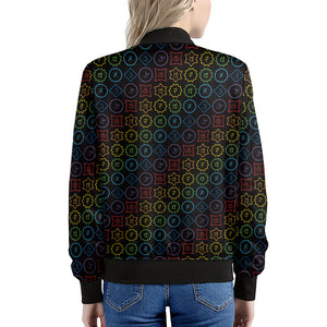 Reiki And The Seven Chakras Print Women's Bomber Jacket