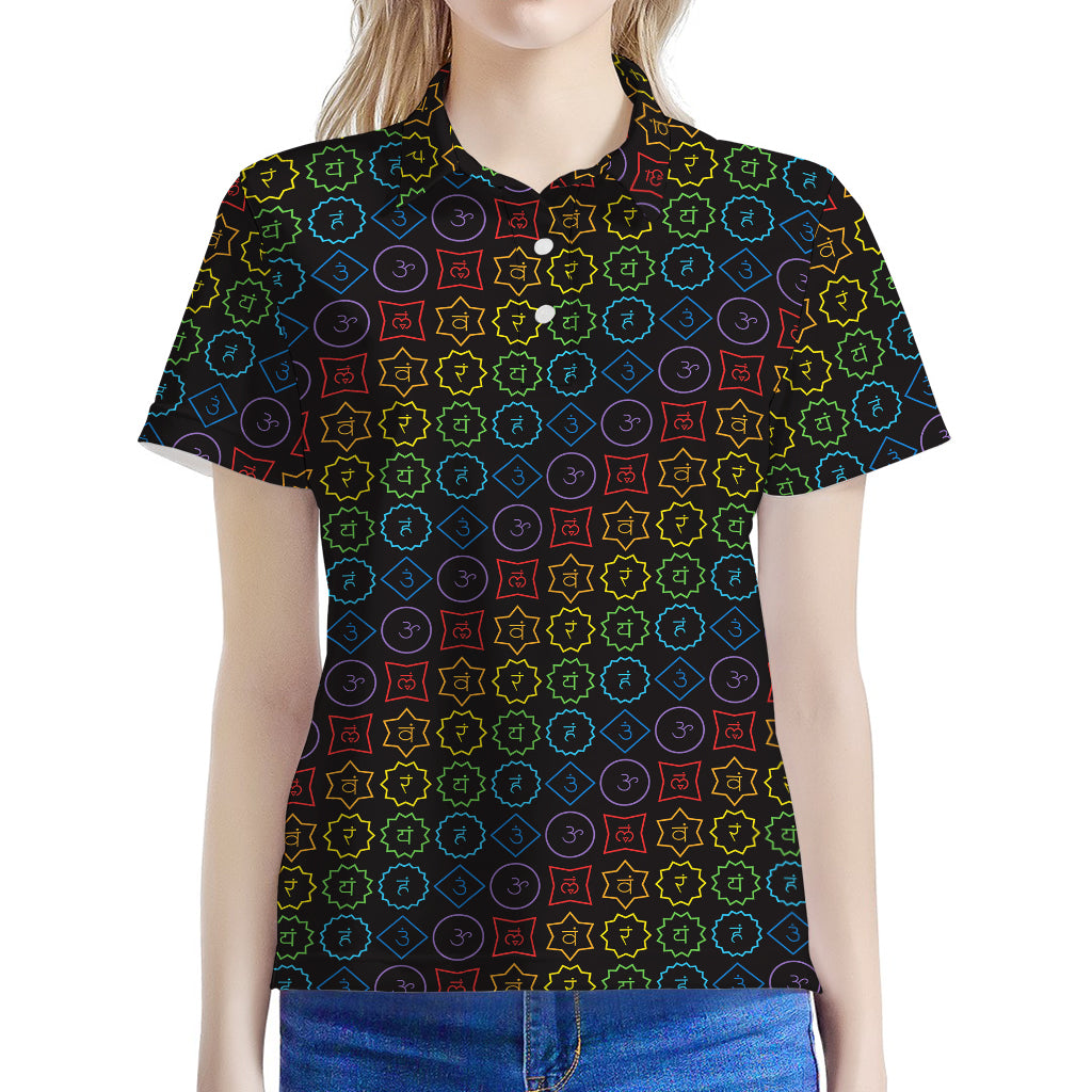 Reiki And The Seven Chakras Print Women's Polo Shirt