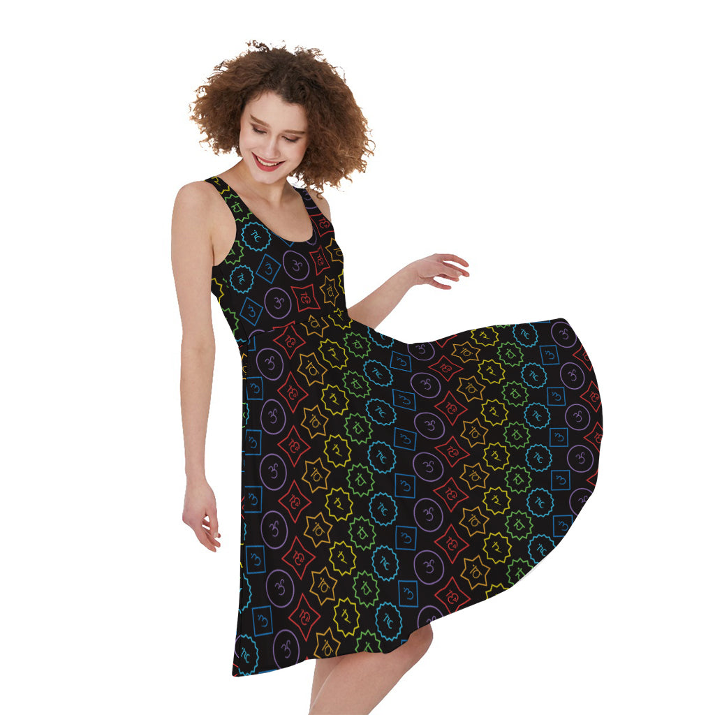 Reiki And The Seven Chakras Print Women's Sleeveless Dress