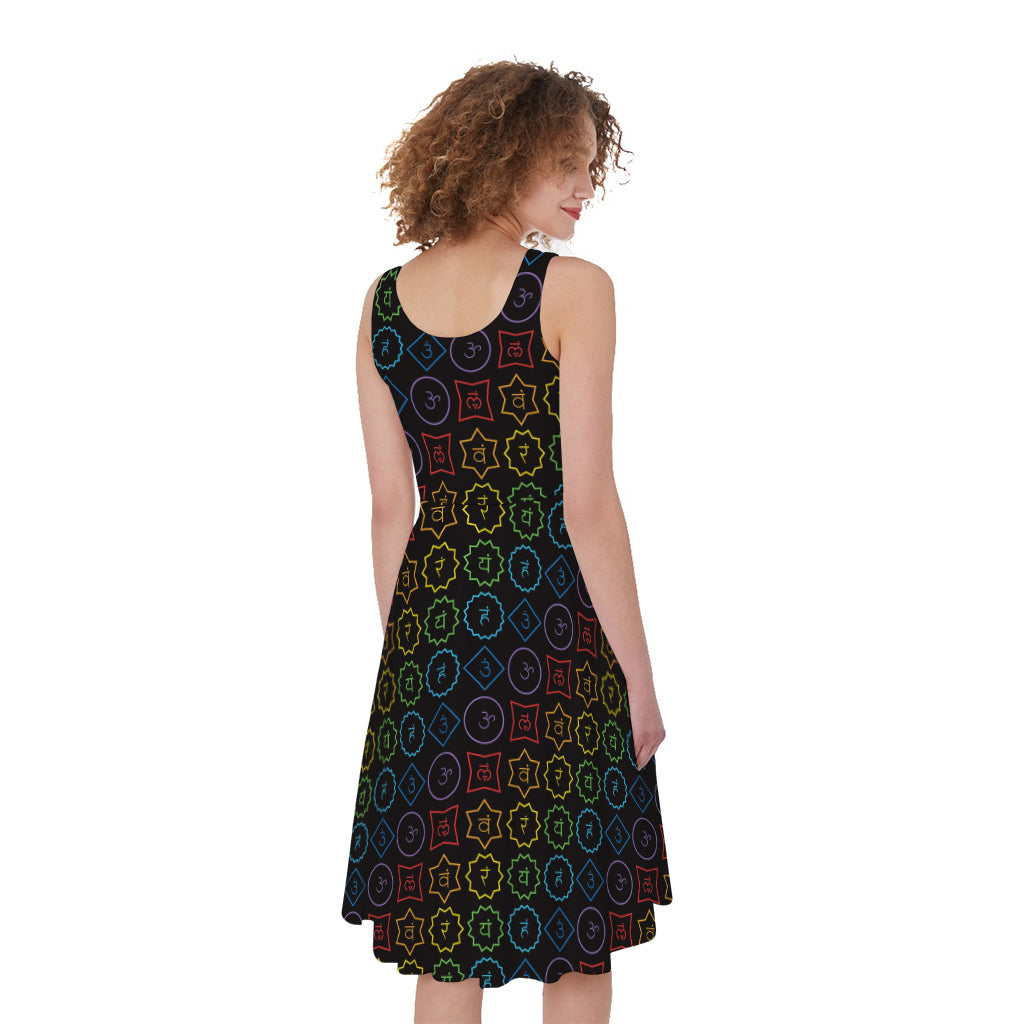Reiki And The Seven Chakras Print Women's Sleeveless Dress