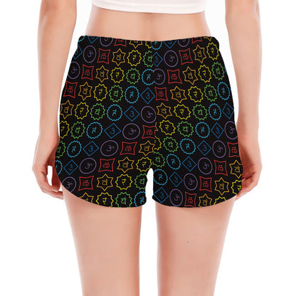 Reiki And The Seven Chakras Print Women's Split Running Shorts