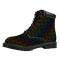 Reiki And The Seven Chakras Print Padded Collar Lace Up Boots